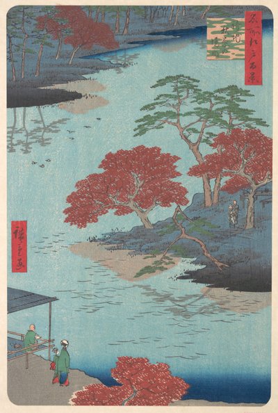 Wewnątrz świątyni Akiba w Ukeji, ósmy miesiąc, rok Węża 1857., ósmy miesiąc, rok Węża 1857. autorstwa Ando Hiroshige