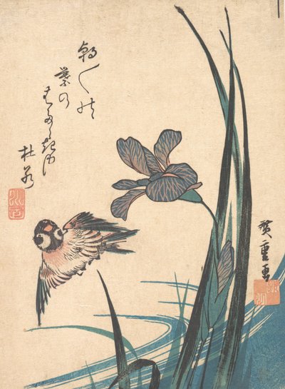 Irys i Wróbel, ca. 1832., ca. 1832. autorstwa Ando Hiroshige