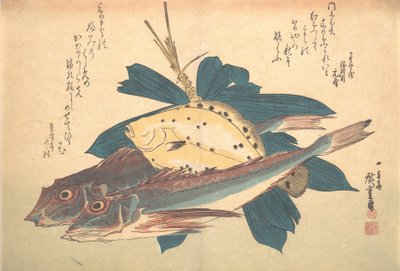 Ryby Kanagashira i Karei z serii Uozukushi Każda odmiana ryb, lata 30., 1830. autorstwa Ando Hiroshige