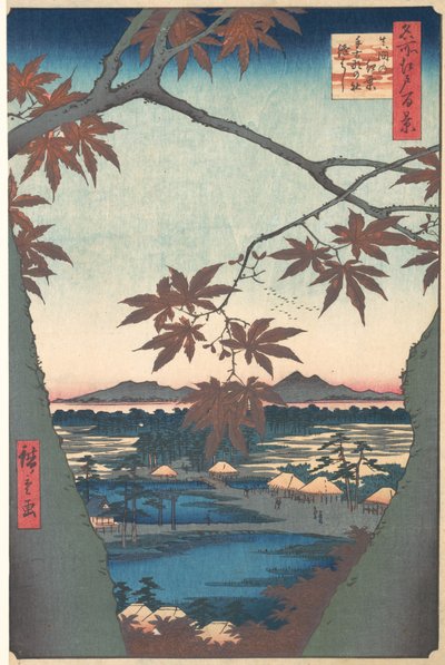 Maples at Mama, z cyklu Sto słynnych widoków Edo, ca. 1857., ca. 1857. autorstwa Ando Hiroshige