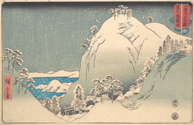 Góra Yuga w prowincji Bizen Bizen Yugasan, z serii Wrestling Matches..., 8. miesiąc, 1858. autorstwa Ando Hiroshige