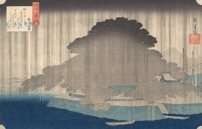 Nocny deszcz w Karasaki, z cyklu Osiem widoków O-mi, ca. 1835., ca. 1835. autorstwa Ando Hiroshige