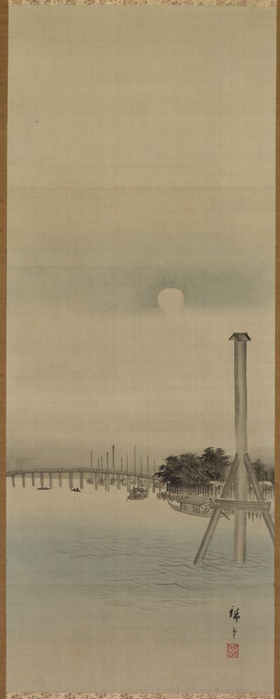 Scena nocna na rzece Sumida, 1800 rok. autorstwa Ando Hiroshige