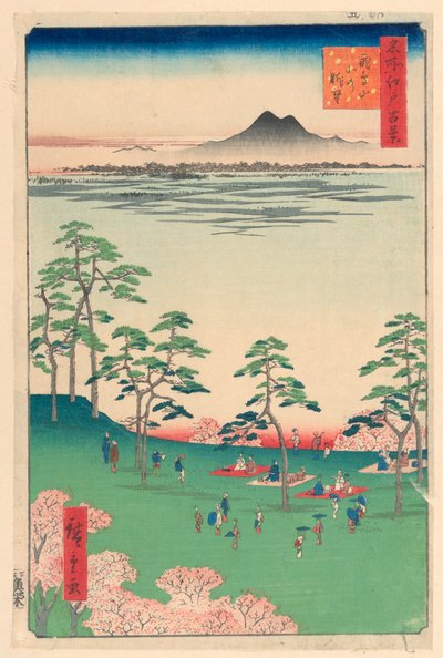 Widok na północ ze wzgórza Asuka (Asuka-yama Kita no Chobo) Z serii Sto słynnych widoków Edo autorstwa Ando Hiroshige