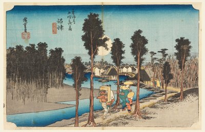 Numazu Ewa ludzie g, członek te pięćdziesiąt trzy Stachi dźwięk s f te miejskość dolna d (stopień miejski Goshuzan Tsugi) autorstwa Ando Hiroshige