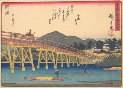 Okazaki, z cyklu Pięćdziesiąt trzy stacje drogi Tokaido, początek..., początek XX wieku. autorstwa Ando Hiroshige
