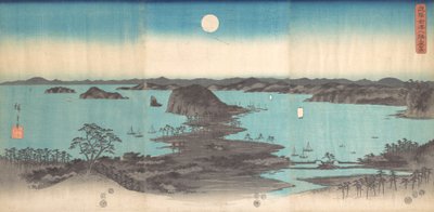 Panorama ośmiu widoków Kanasawy przy pełni księżyca, 1857., 1857. autorstwa Ando Hiroshige
