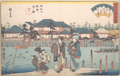 Czy rzeka Sumida przepływa przez Shiba Yanagiya? 1835-42. , komar. 1835-42. autorstwa Ando Hiroshige