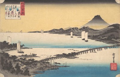 Zachód słońca w Seta. autorstwa Ando Hiroshige