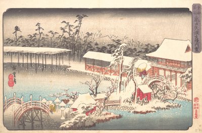 Tenmagu Shline w klubie S członka Kameido, co? 1833-43. , komar. 1833-43. autorstwa Ando Hiroshige