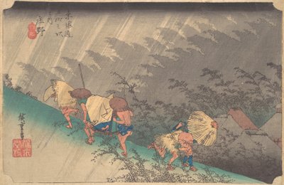 Biały deszcz w Shono, 1797-1861., 1797-1861. autorstwa Ando Hiroshige