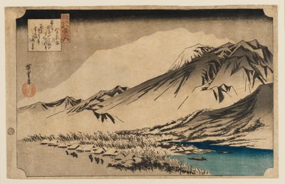 Drzeworyt - Wieczorny śnieg na górze Hira, 1797-1858 autorstwa Ando Hiroshige