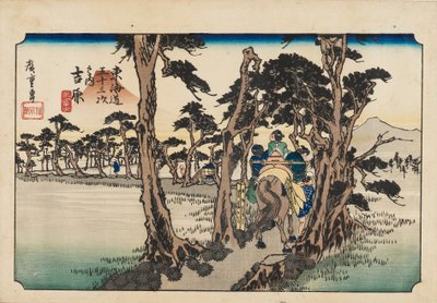 Oh DBock p Hayashi - Yoshiwara opuścił Fuji, 19 linia Tsury. autorstwa Ando Hiroshige