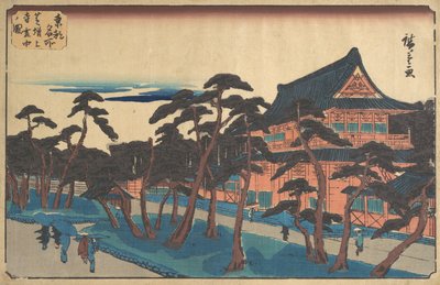 Świątynia Zojoji w Shiba w śniegu. autorstwa Ando Hiroshige