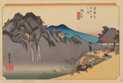 Stacja Sakamoshita (kolorowy drzeworyt) autorstwa Ando or Utagawa (after) Hiroshige