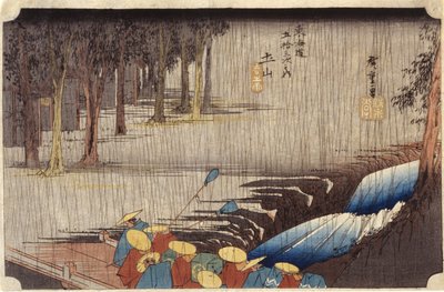 (Liczby Na Moście W Deszczu) autorstwa Ando or Utagawa Hiroshige