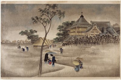 (Grande Prédio com Cabanas Abaixo) (Igual a 17.218) polonês autorstwa Ando or Utagawa Hiroshige