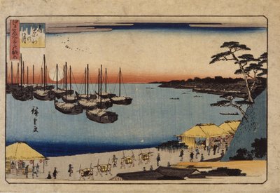 (żaglówki w porcie) autorstwa Ando or Utagawa Hiroshige