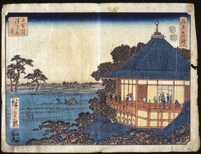 500 Arhatów, Sala Sazai (drzeworyt kolorowy) autorstwa Ando or Utagawa Hiroshige