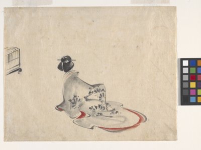 Kobieta w pokłonie (tusz i kolor na papierze) autorstwa Ando or Utagawa Hiroshige
