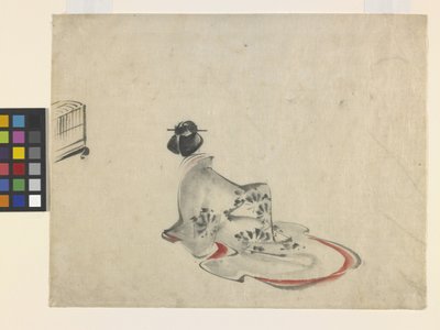 Kobieta w pokłonie (tusz i kolor na papierze) autorstwa Ando or Utagawa Hiroshige