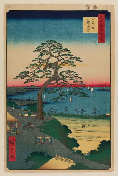 Sosna wisząca na pancerzu, Hakkeisaka autorstwa Ando or Utagawa Hiroshige