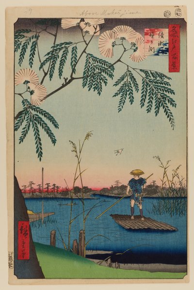 Rzeka Ayase i Kanegafuchi autorstwa Ando or Utagawa Hiroshige
