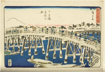 Cear r to także r person g af hand r S w at Nihonbashi B ri dge (Nihonbashi śnieżny słoneczny poranek) autorstwa Ando or Utagawa Hiroshige