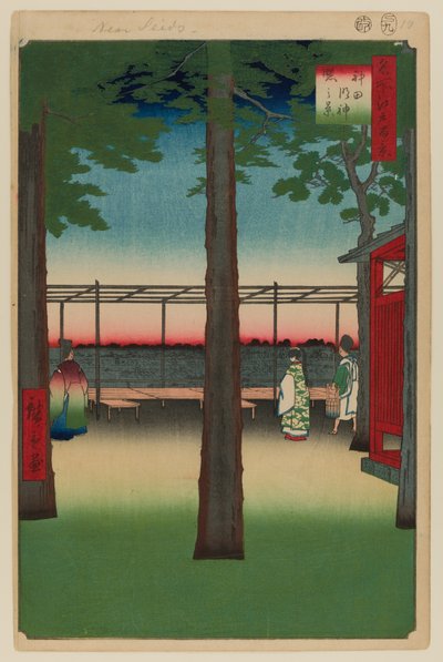 Świt w świątyni Kanda Myojin autorstwa Ando or Utagawa Hiroshige