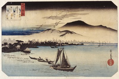 Malejące gęsi w Katada (drzeworyt kolorowy) autorstwa Ando or Utagawa Hiroshige