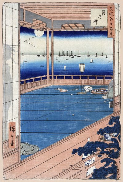 Japoński nadruk: Światło księżyca. Seria stu słynnych widoków Edo. (Światło księżyca. Sto słynnych widoków Edo). Praca Utagawy Hiroshige (1797-1858), drzeworyt autorstwa Ando or Utagawa Hiroshige