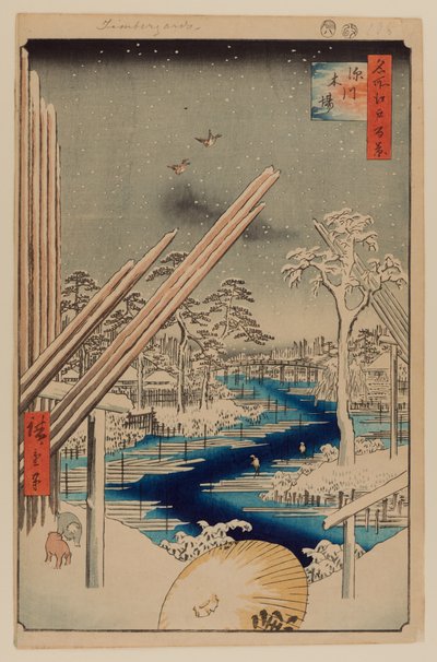 Tartaki Fukagawa autorstwa Ando or Utagawa Hiroshige