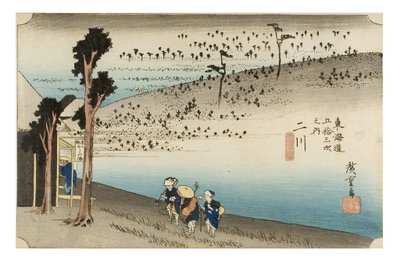 Futagawa: Małpi płaskowyż z serii Pięćdziesiąt trzy stacje Tokaido, ok. 1831-1834 (drzeworyt na papierze) autorstwa Ando or Utagawa Hiroshige