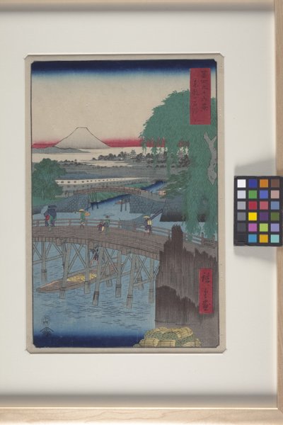 Most Ichikoku we wschodniej stolicy (Tōto: Ichikoku Bashi) (drzeworyt kolorowy) autorstwa Ando or Utagawa Hiroshige