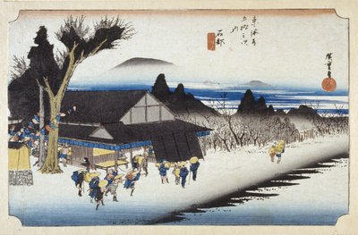 Ishibe (kolorowy drzeworyt) autorstwa Ando or Utagawa Hiroshige