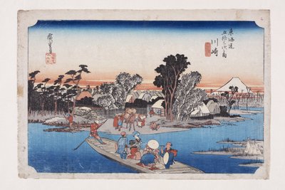 Kawasaki: Teroku g? Prom (Kawasaki, Roku g? Ibune) autorstwa Ando or Utagawa Hiroshige