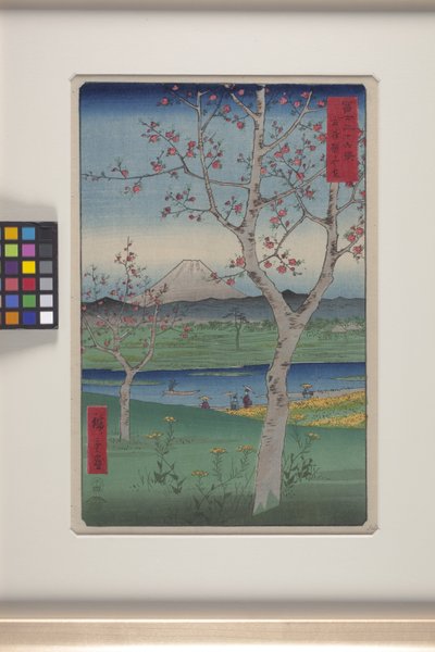 Koshigaya w prowincji Musashi (Musashi Koshigaya) (drzeworyt kolorowy) autorstwa Ando or Utagawa Hiroshige