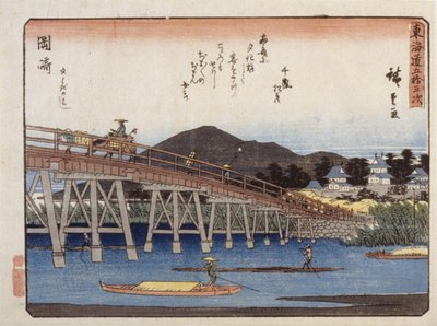 Zezwolenie na miejskie serie stopni, Okazaki autorstwa Ando or Utagawa Hiroshige