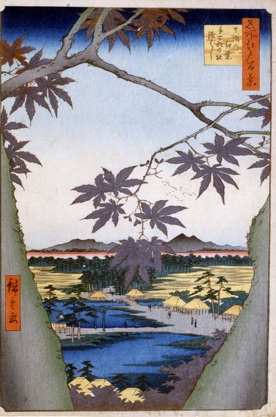 Mapy i mama z planem MP z dźwignią d Następny B Powód d. 1857. Tylko P Hayashi ts autorstwa tsw (Utagawa) Hiroshige (1797-1858). autorstwa Ando or Utagawa Hiroshige
