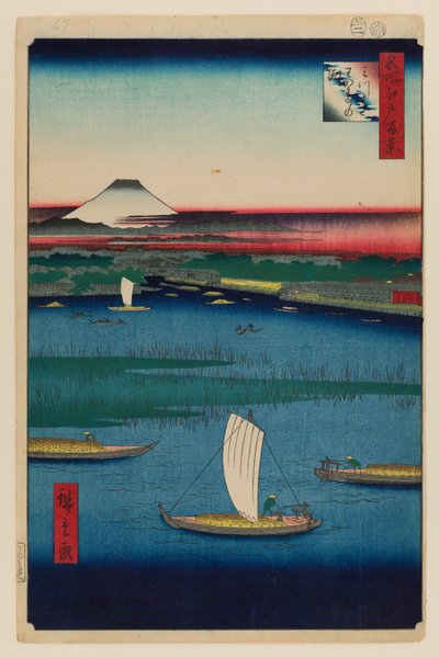Mitsumata Wakarenofuchi autorstwa Ando or Utagawa Hiroshige