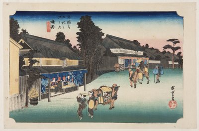 Narumi: Famo s Arimatsu Chie d Fabri c (Narumi, Meibutsu Arimatsu Shibori) autorstwa Ando or Utagawa Hiroshige