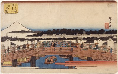 Nihonbashi (kolorowy drzeworyt) autorstwa Ando or Utagawa Hiroshige