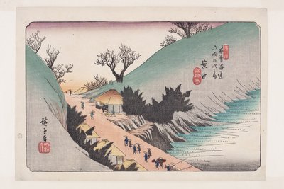nr 16, Annaka (kolorowy drzeworyt) autorstwa Ando or Utagawa Hiroshige