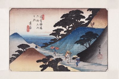 Nr 43, Tsumagome (kolorowy drzeworyt) autorstwa Ando or Utagawa Hiroshige