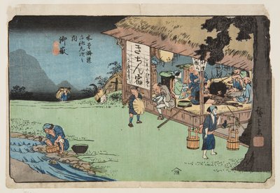 Nr 50, Ontake (kolorowy drzeworyt) autorstwa Ando or Utagawa Hiroshige