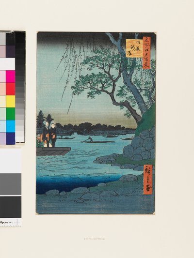 Brzeg rzeki Onmaya autorstwa Ando or Utagawa Hiroshige