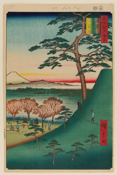 Oryginalny Fuji, Meguro autorstwa Ando or Utagawa Hiroshige
