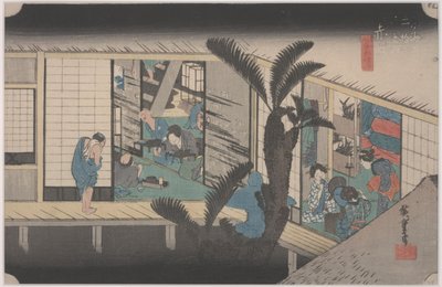 Scena w karczmie autorstwa Ando or Utagawa Hiroshige