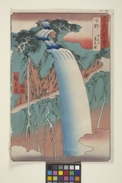 Shimotsuke (kolorowy drzeworyt) autorstwa Ando or Utagawa Hiroshige