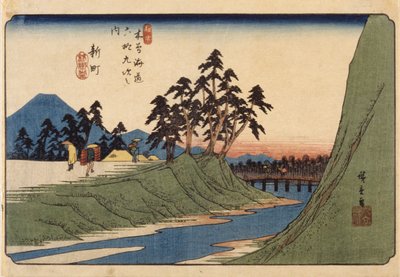 Shinmachi autorstwa Ando or Utagawa Hiroshige